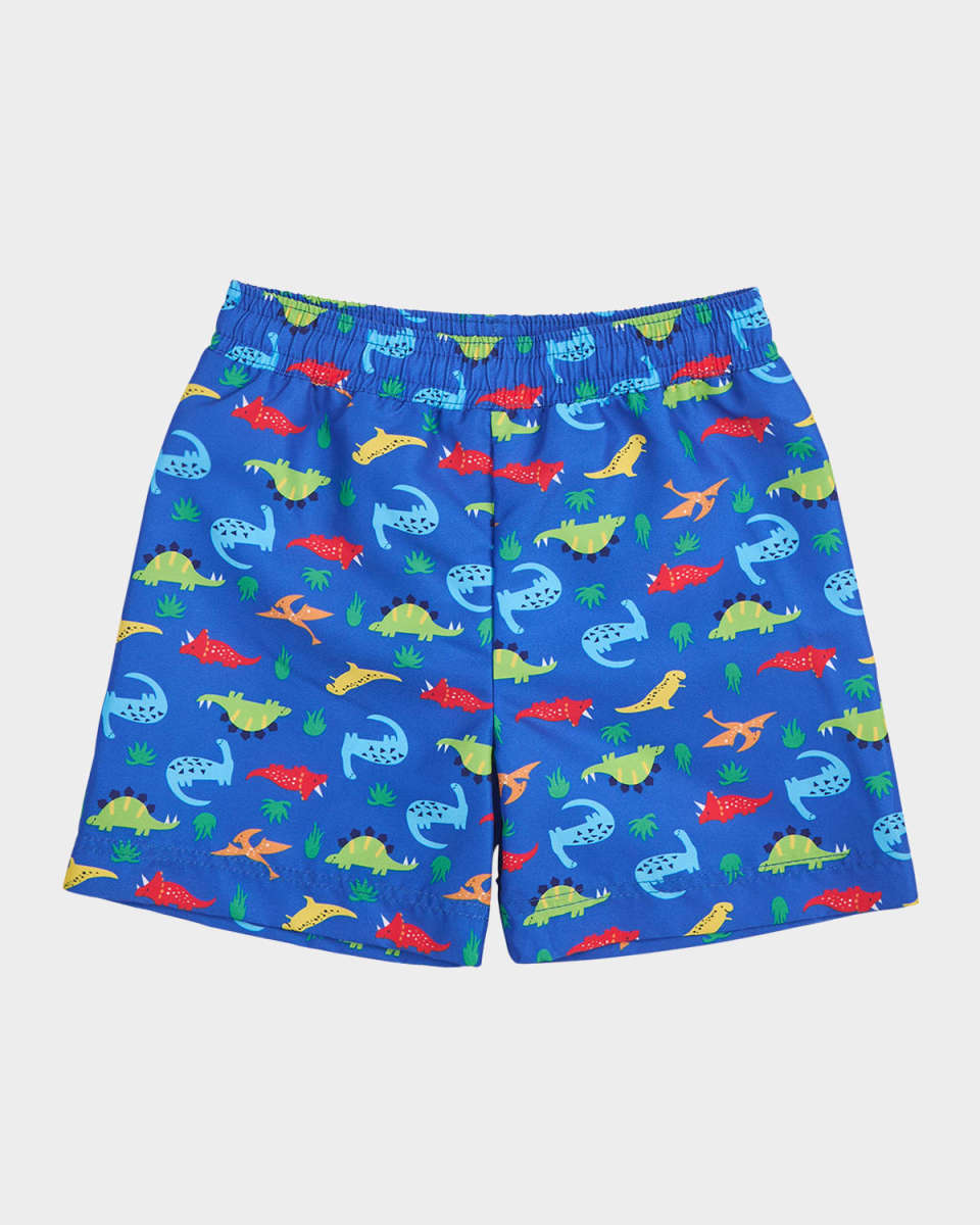 Boy's Dino-Print Swim Shorts, Size 2-